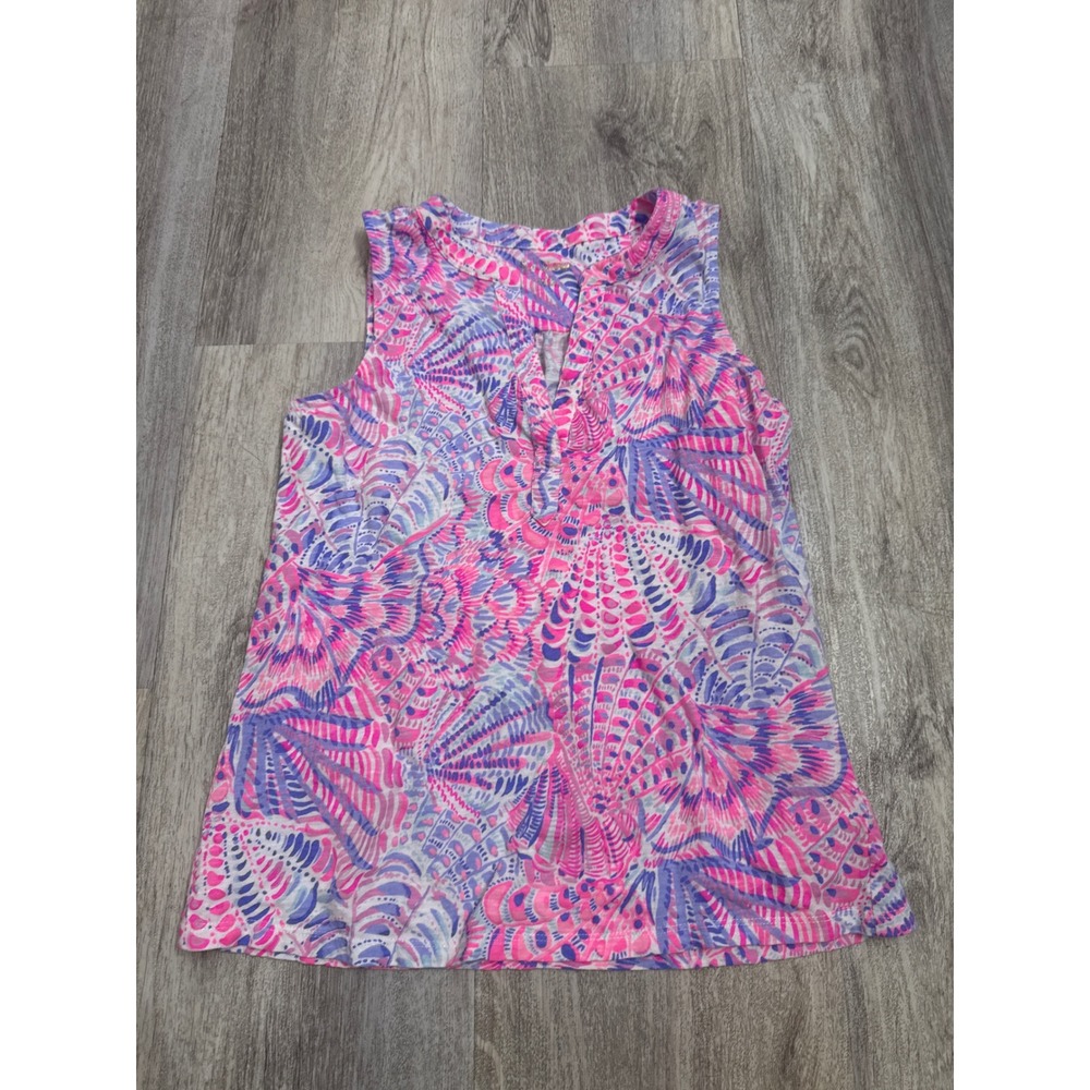 Lilly Pulitzer Salty Sea Shell Print Sleeveless Tank Top Pink Purple XS